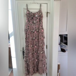 Mac Duggal Mauve Floral Tiered Evening Gown NWT